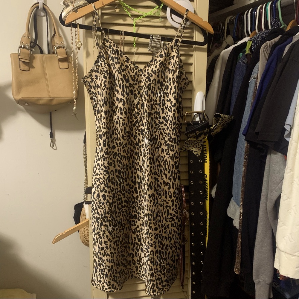 French connection silk cheetah mini dress